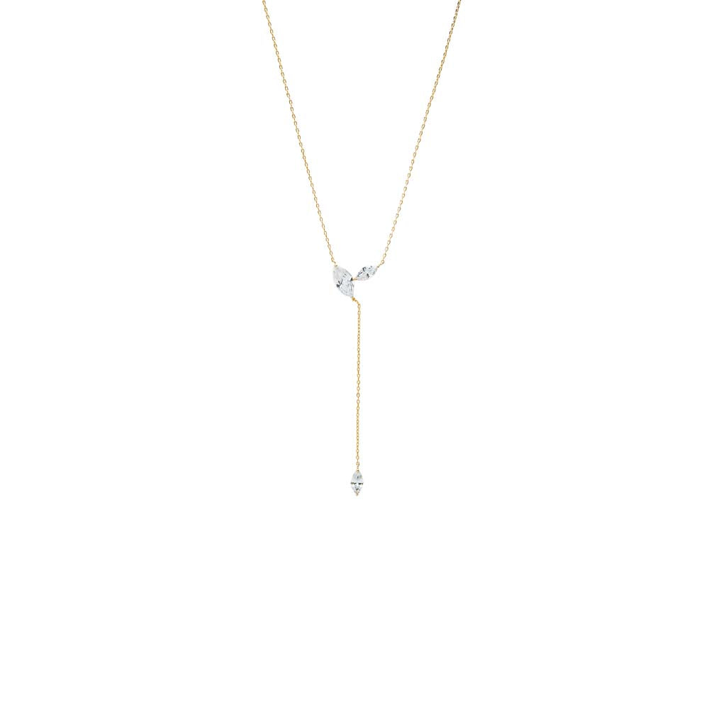 CZ Marquise Cluster Lariat Necklace