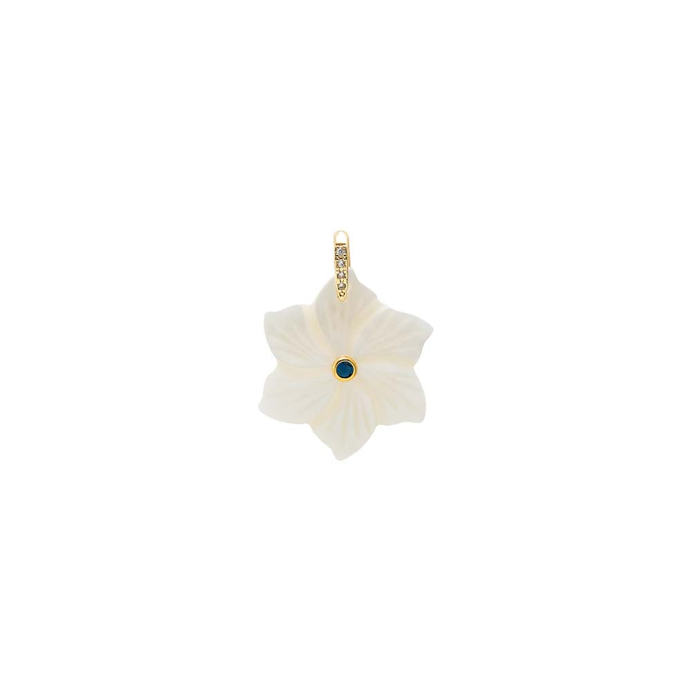 Colored Center Stone MOP Flower Charm