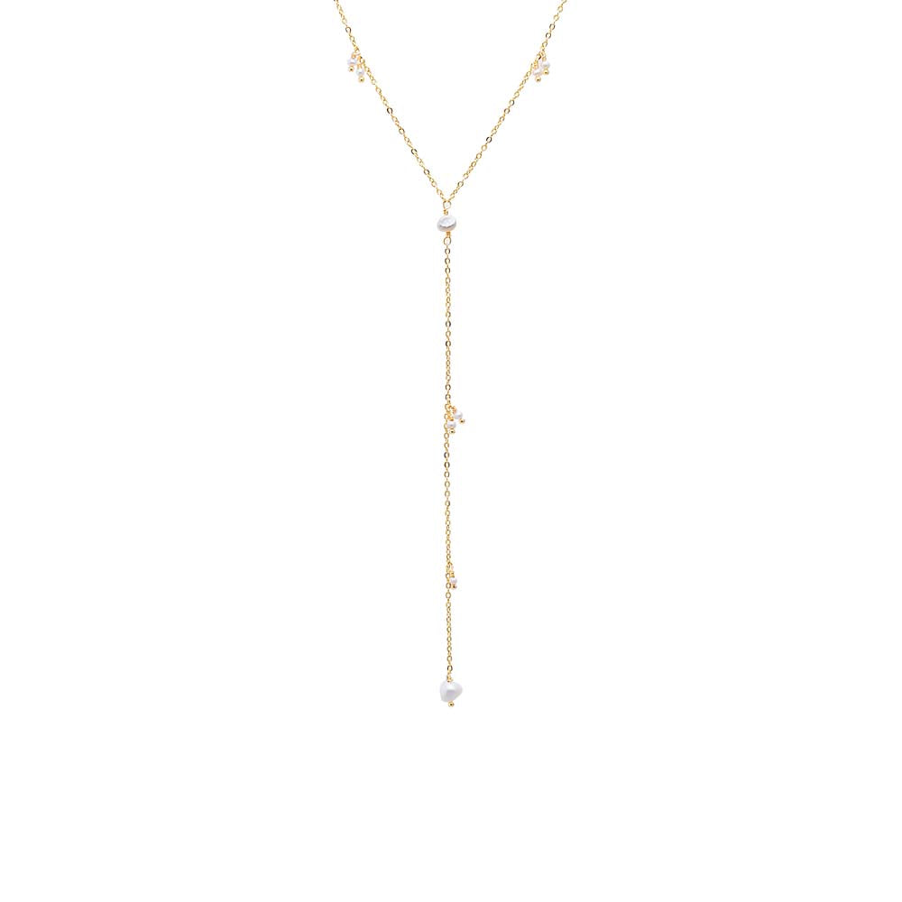 Pearl & Ball Drop Lariat Necklace