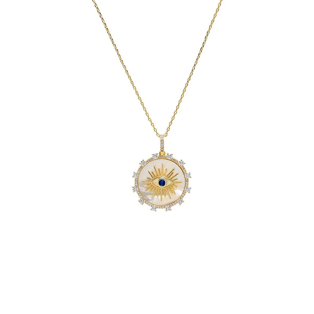 Mother of Pearl Evil Eye Pendant Necklace
