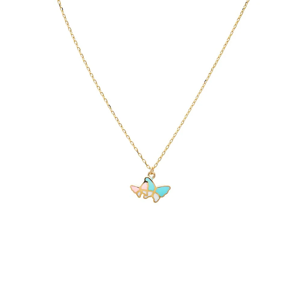 Kids Pastel Butterfly Necklace 14K