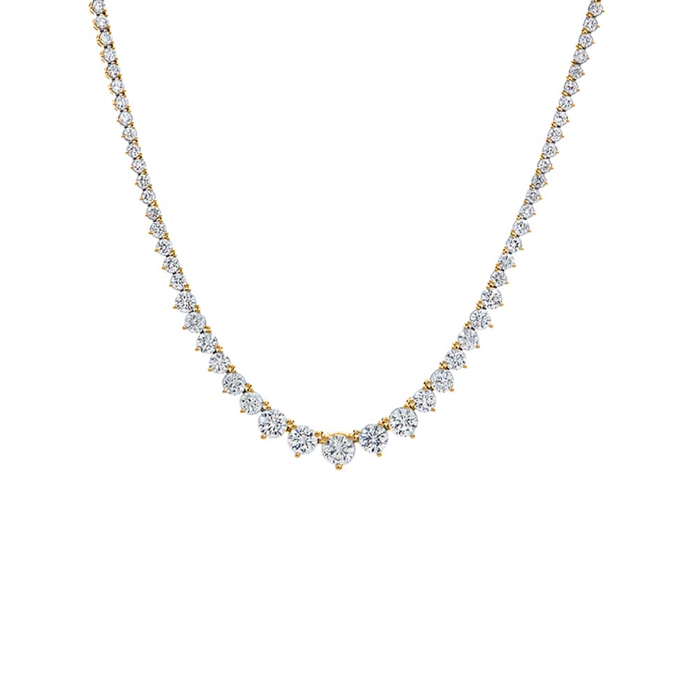 Lab Grown Diamond Graduated 10CT 3 Prongs Tennis Necklace 14K