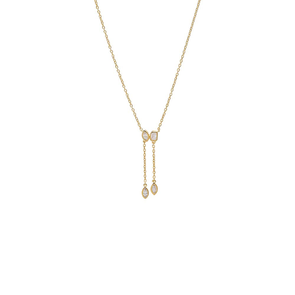 Lab Grown Diamond Marquise/Emerald Bezel Drop Chain Lariat