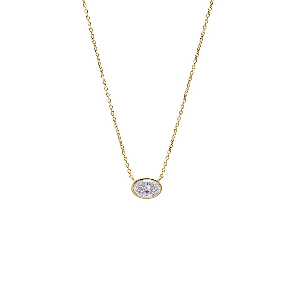 Lab Grown Oval Bezel Necklace