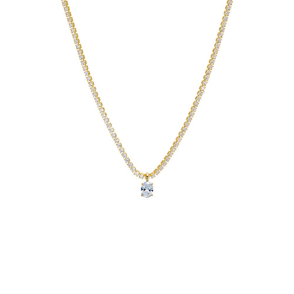 CZ Oval Pendant Tennis Choker