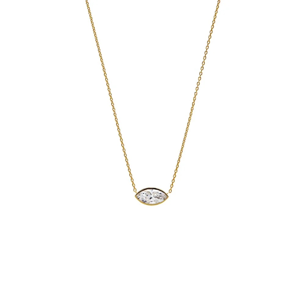 Lab Grown Marquise Bezel Necklace