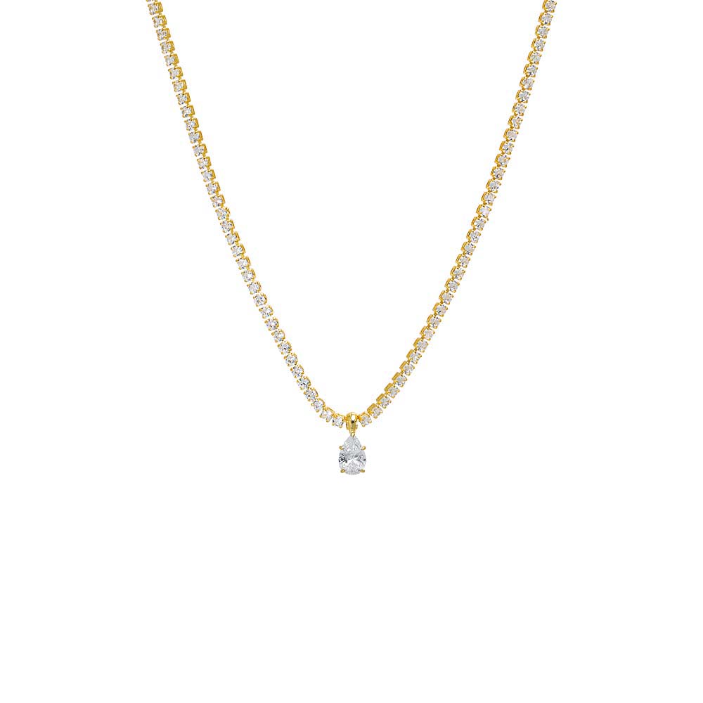 CZ Pear Pendant Tennis Choker