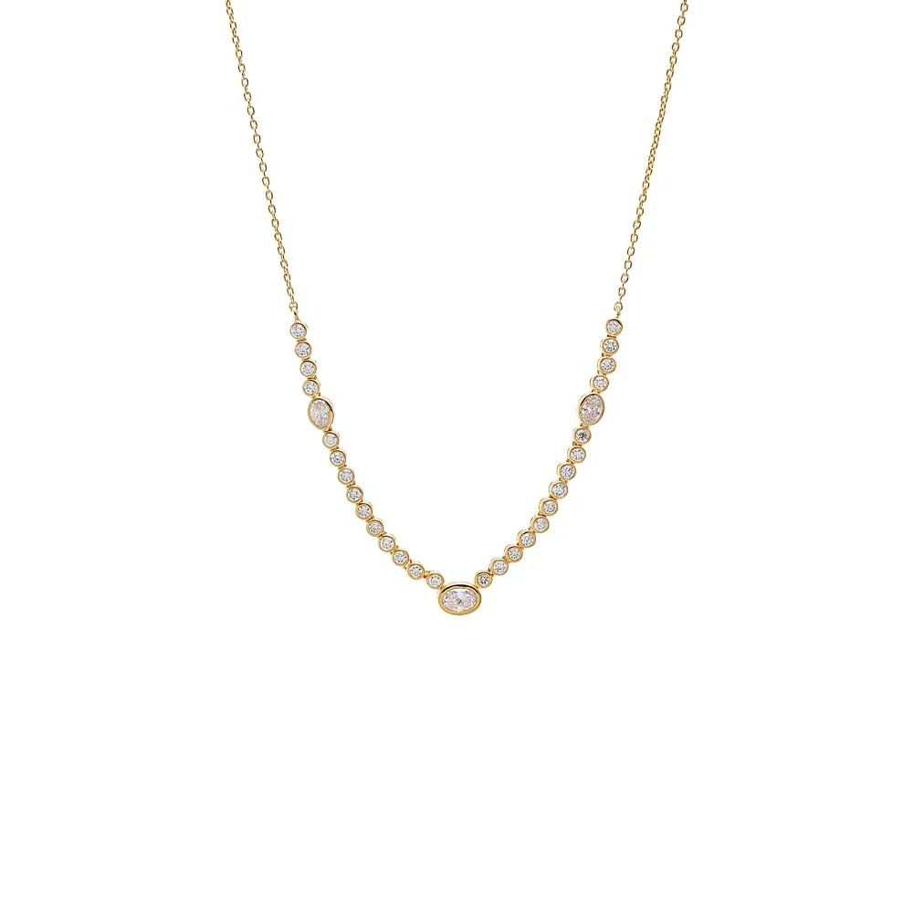 Lab Grown Diamond Bezel Oval Center Tennis Necklace