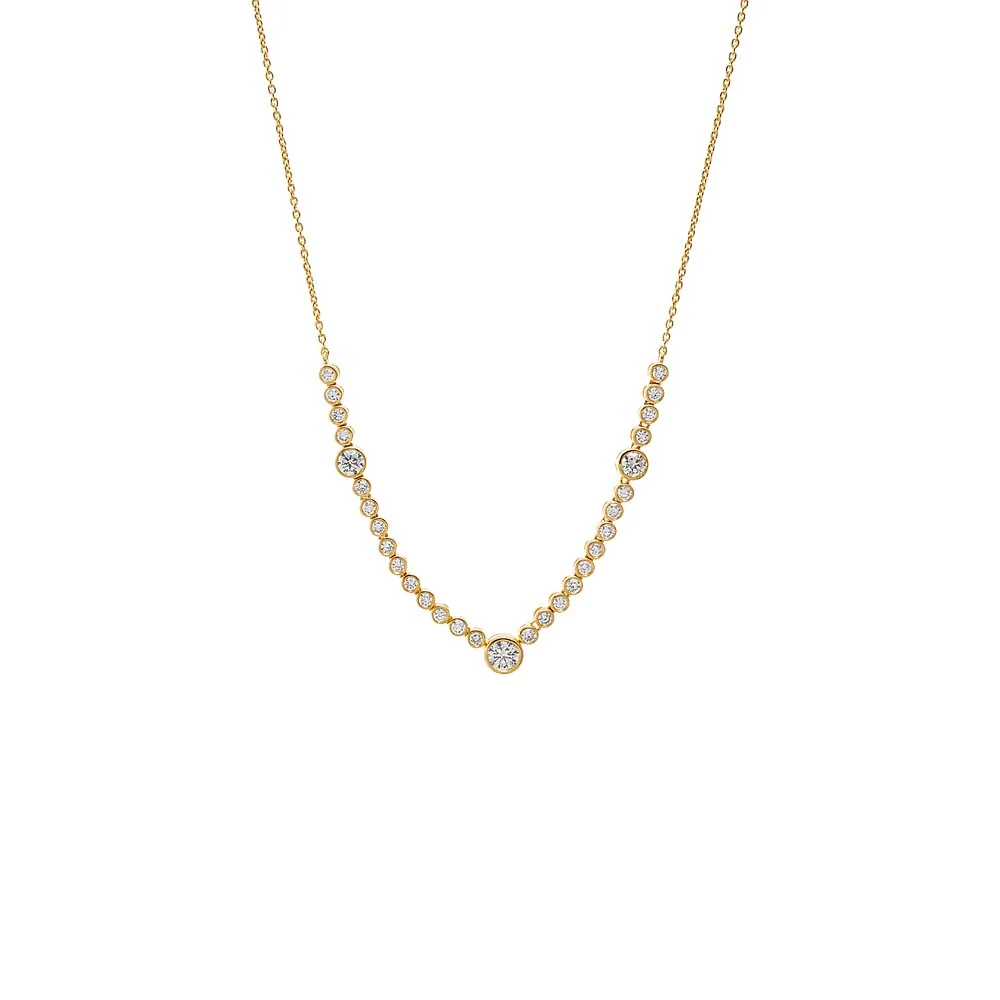 Lab Grown Diamond Bezel Round Center Tennis Necklace