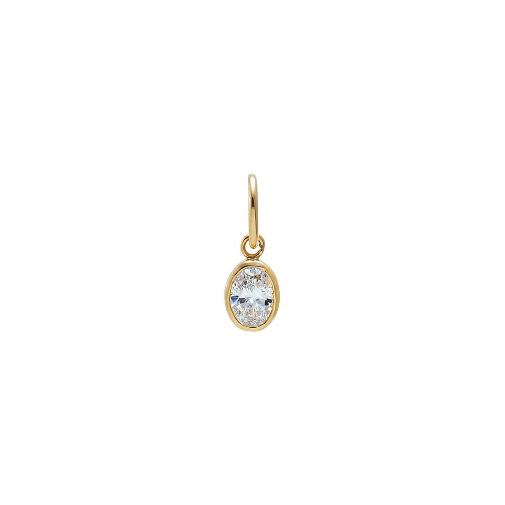 Lab Grown Diamond Oval Bezel Dangling Charm14K