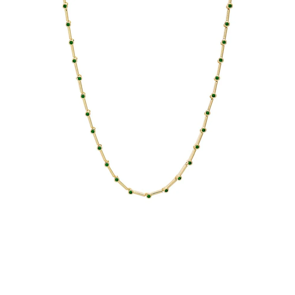 Colored CZ Stationed Bar Tennis Necklace