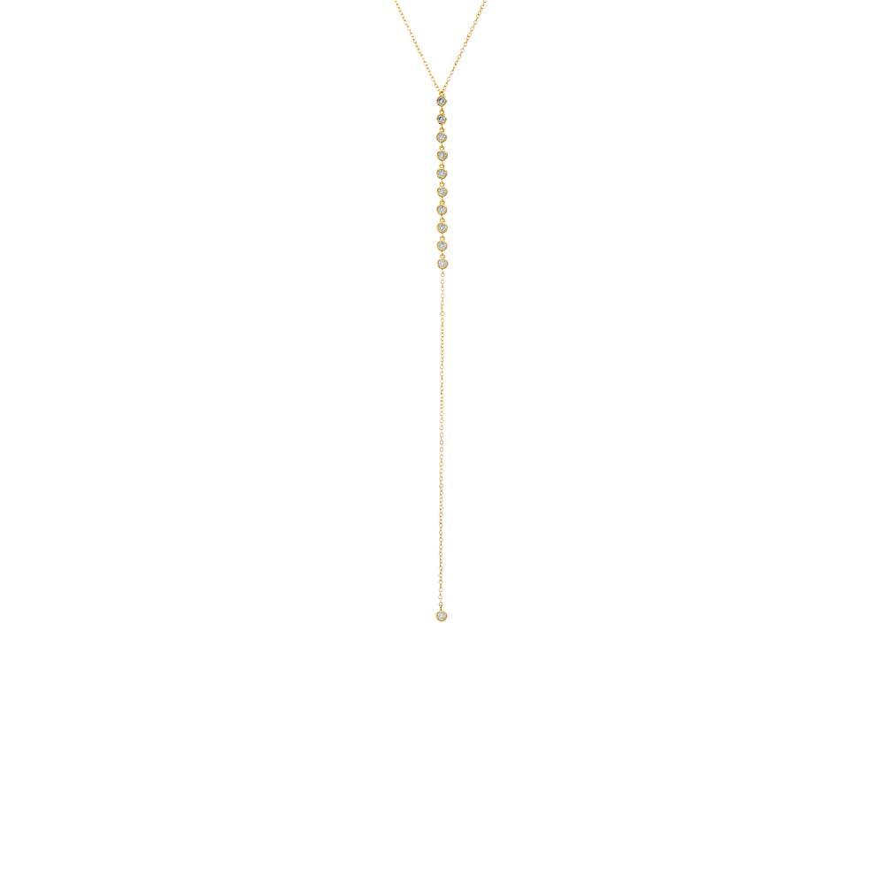 Colored Multi CZ Bezel Station Drop Lariat