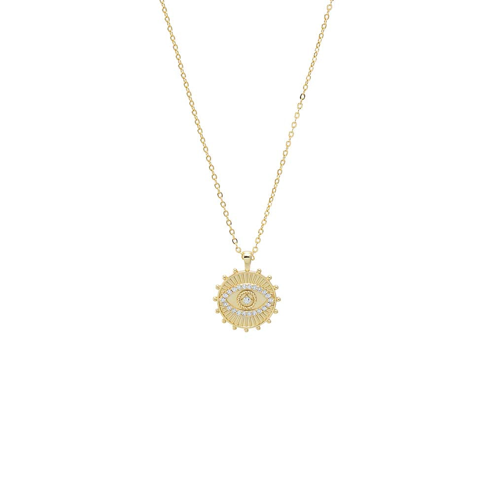 CZ Sun Evil Eye Necklace