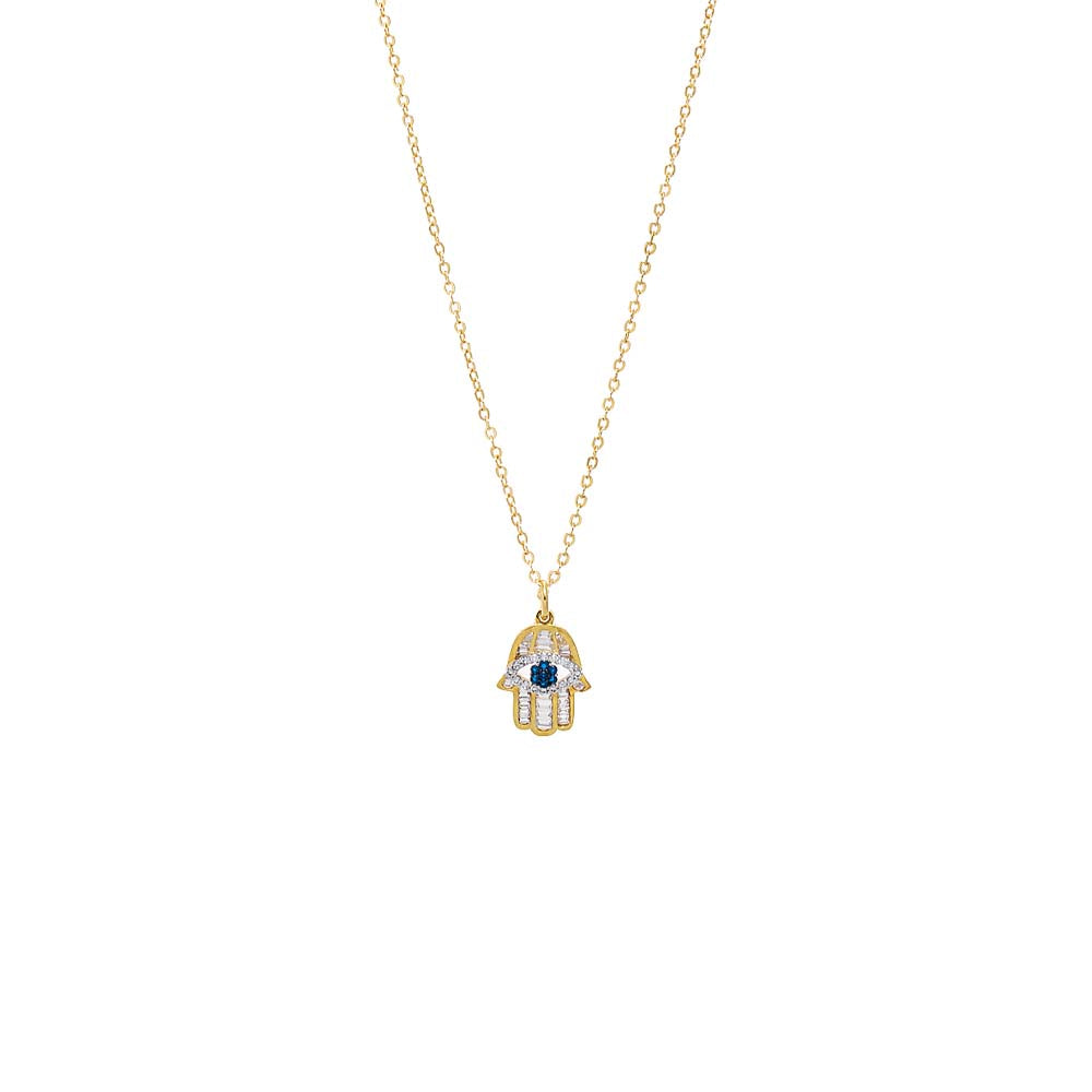 Large CZ Hamsa Pendant Necklace