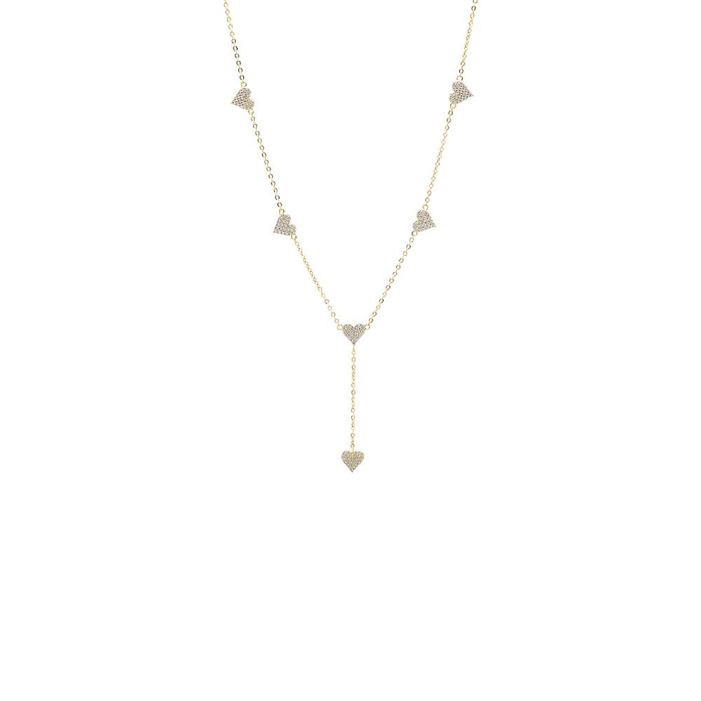 CZ Multi Heart Station Drop Lariat