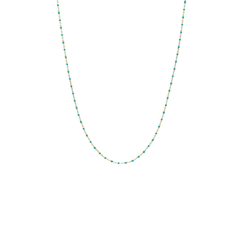 Turquoise Enamel Beaded Chain Necklace