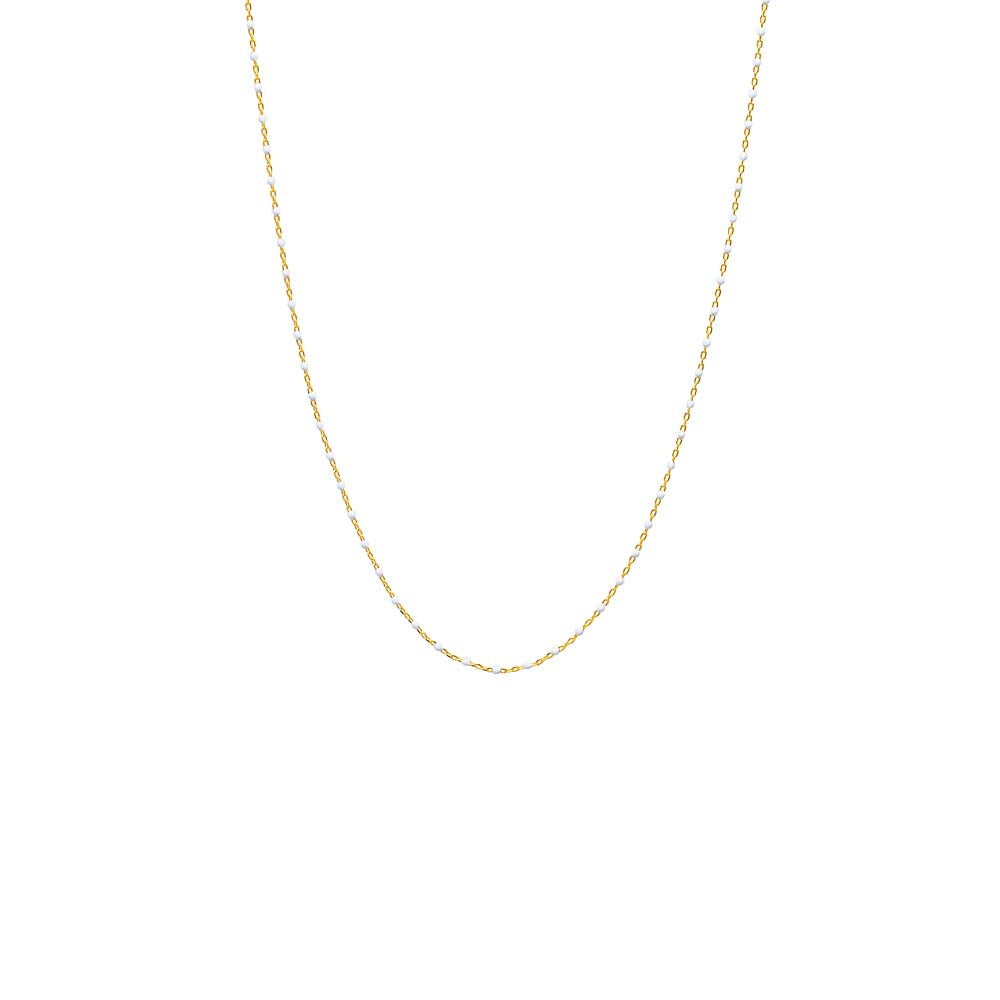 White Enamel Beaded Chain Necklace