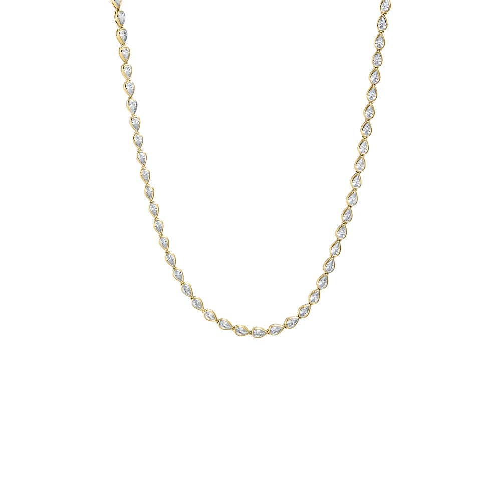 Multi Shape CZ Bezel Tennis Necklace