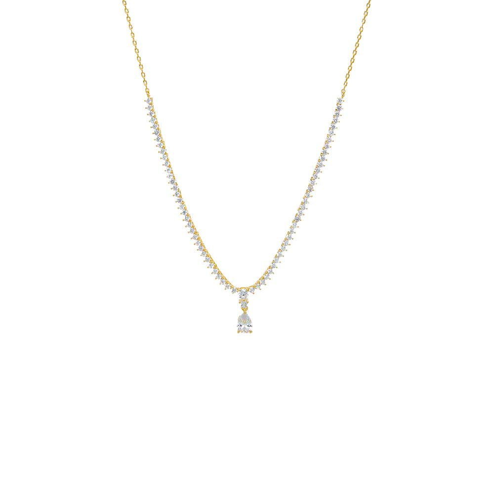 Pear Drop Half Tennis Chain Necklace