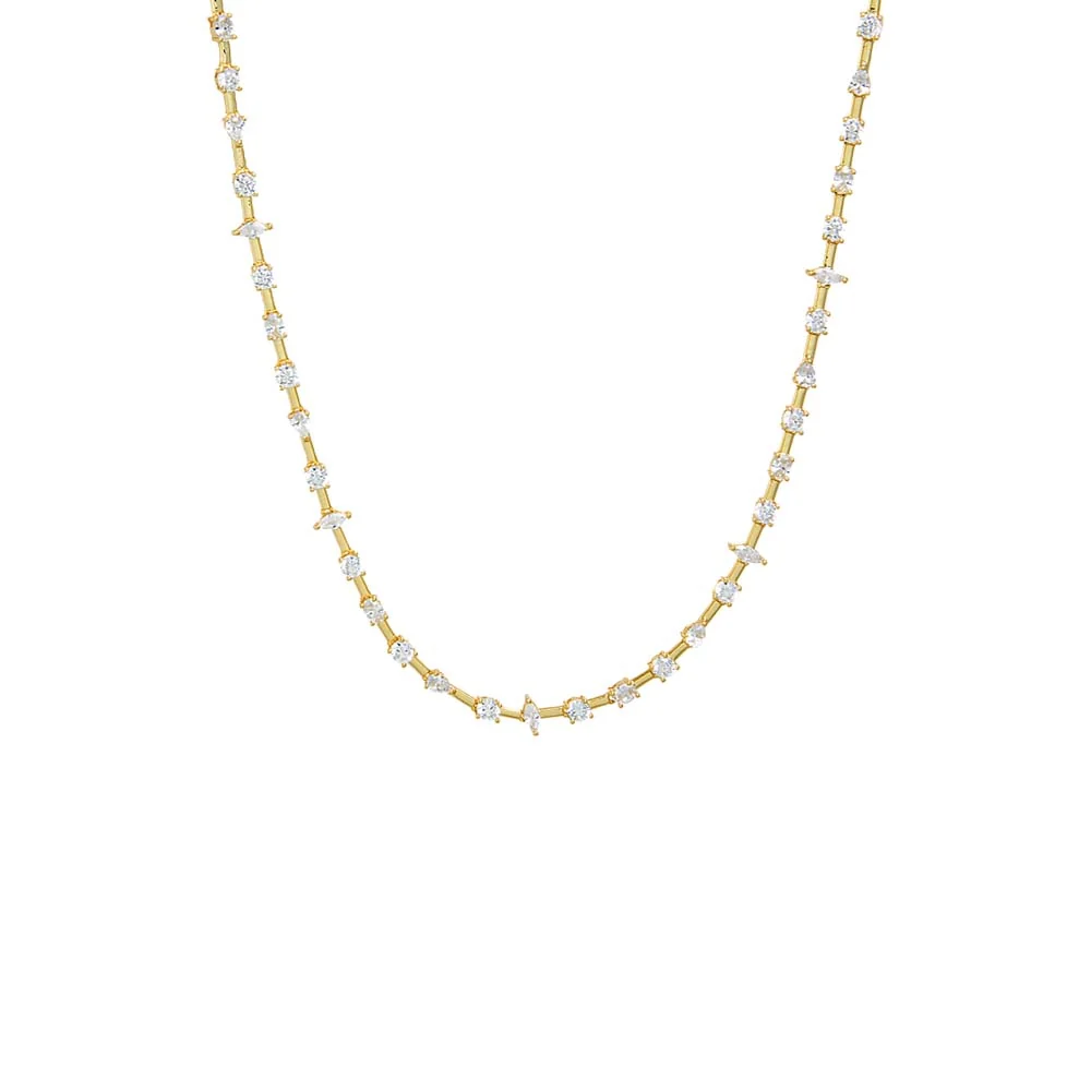 CZ Multi Shape Wired Tennis Necklace