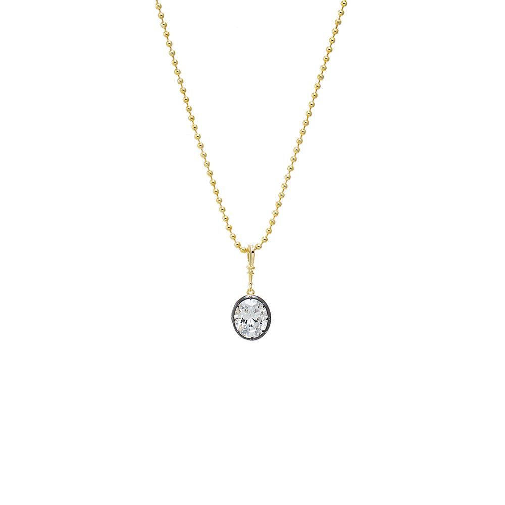 CZ Oval Encased Statement Necklace Charm