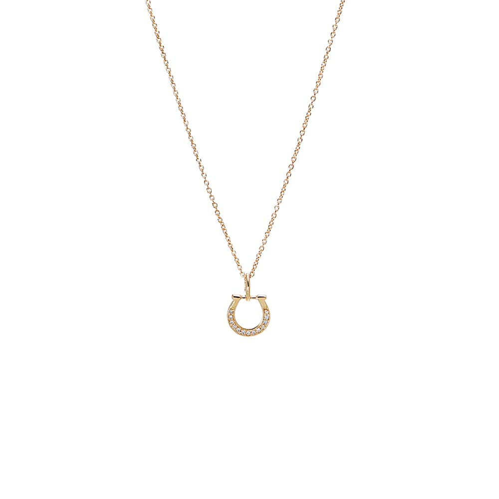 Diamond Pavé Horseshoe Necklace 14K