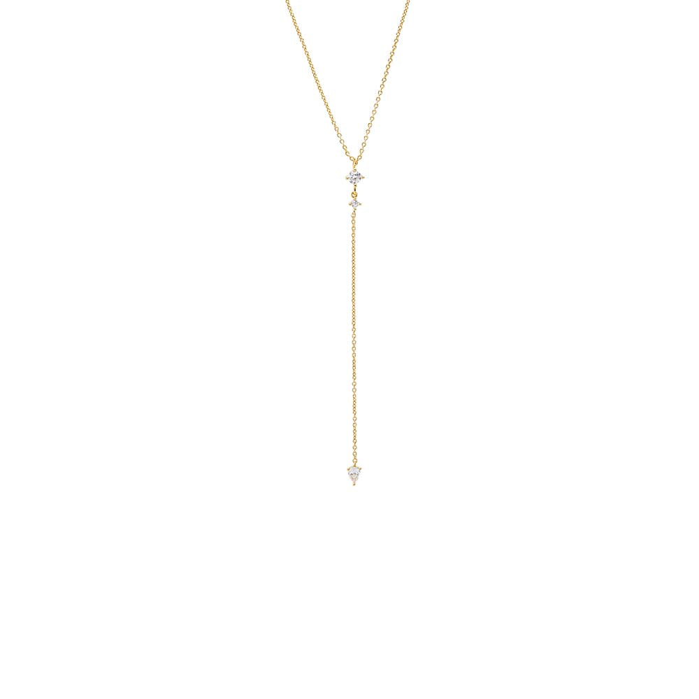 CZ Double Flower Cluster Drop Lariat