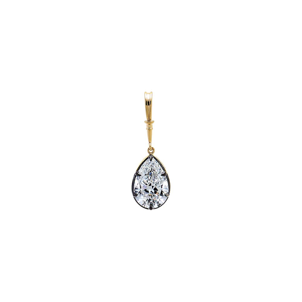 Lab Grown Diamond Pear Encased Statement Charm 14K