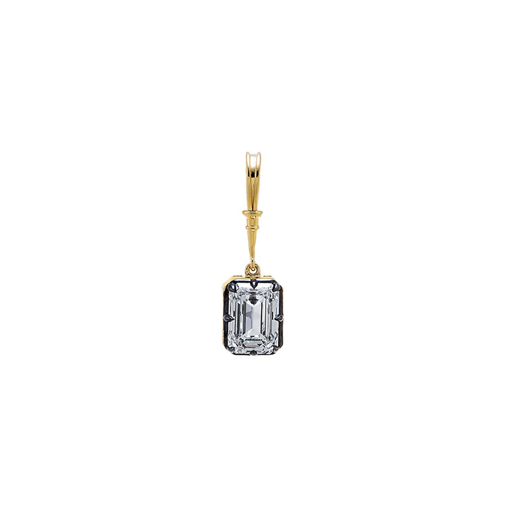 Lab Grown Diamond Emerald Encased Statement Charm 14K