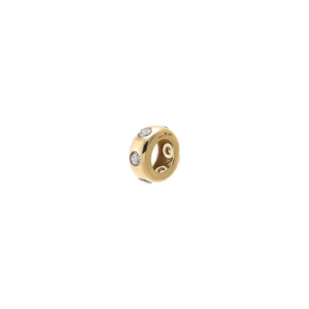 Diamond Scattered Rondelle Charm 14K