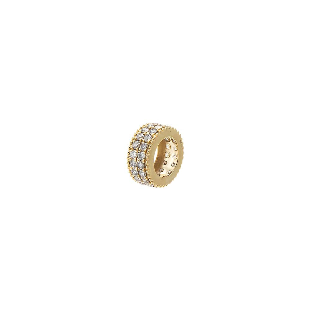 Diamond Double Row Faceted Rondelle Charm 14K