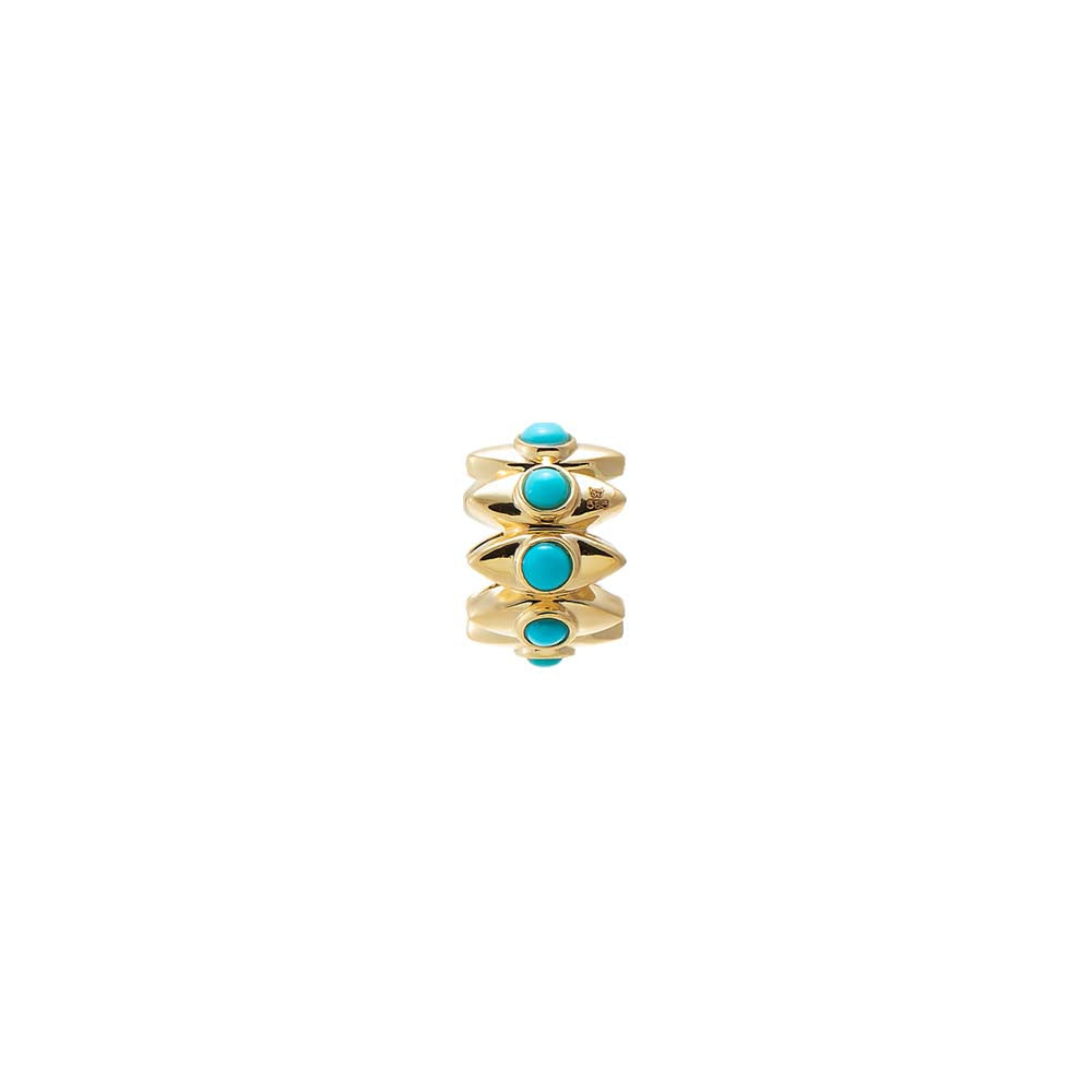 Turquoise Bezel Spiked Rondelle Charm 14K