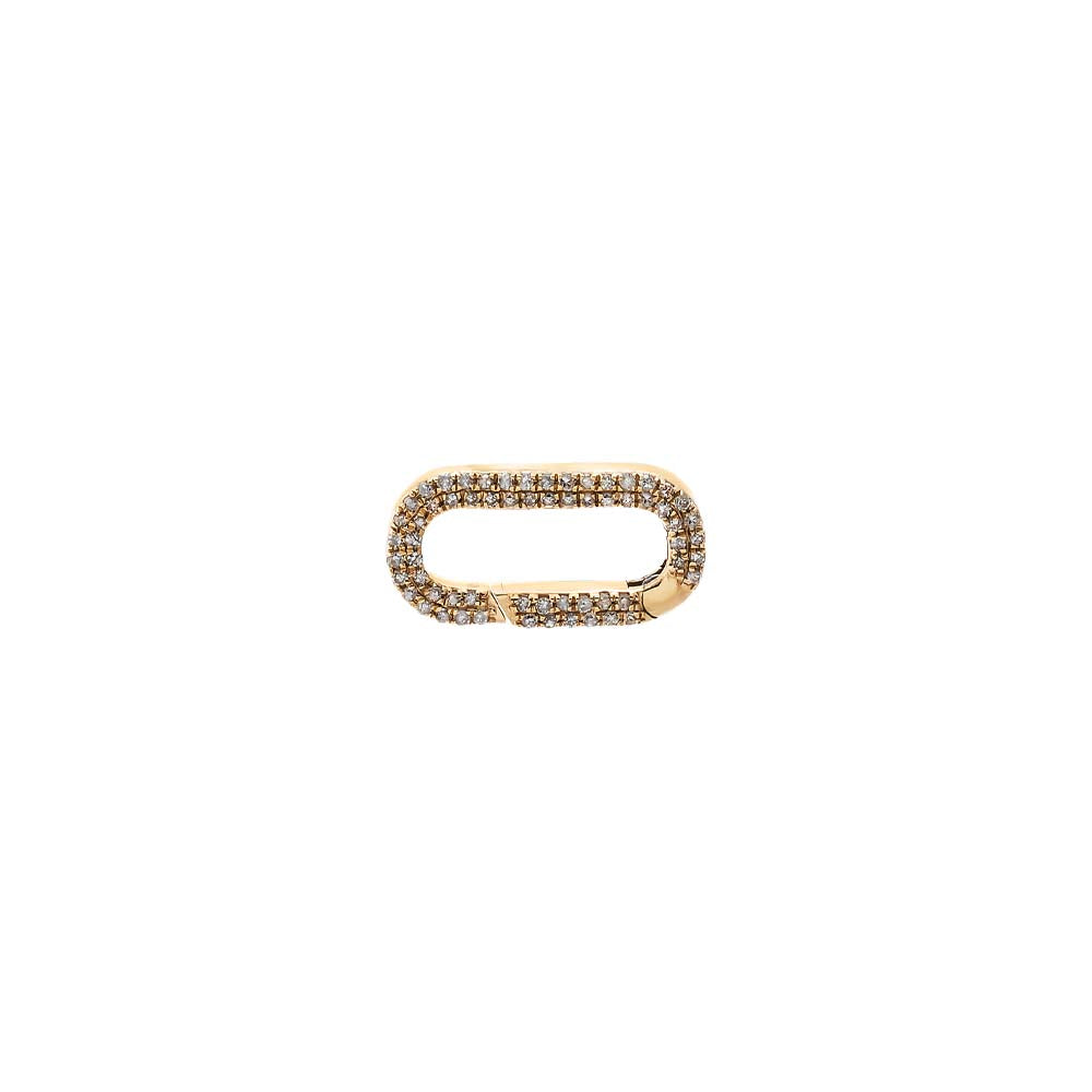 Diamond Double Row Pave Paperclip Toggle Charm 14K