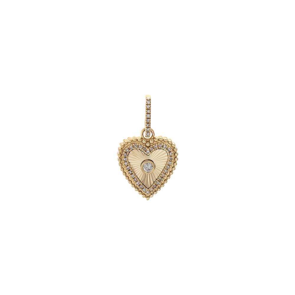 Diamond Bezeled Heart Charm 14K