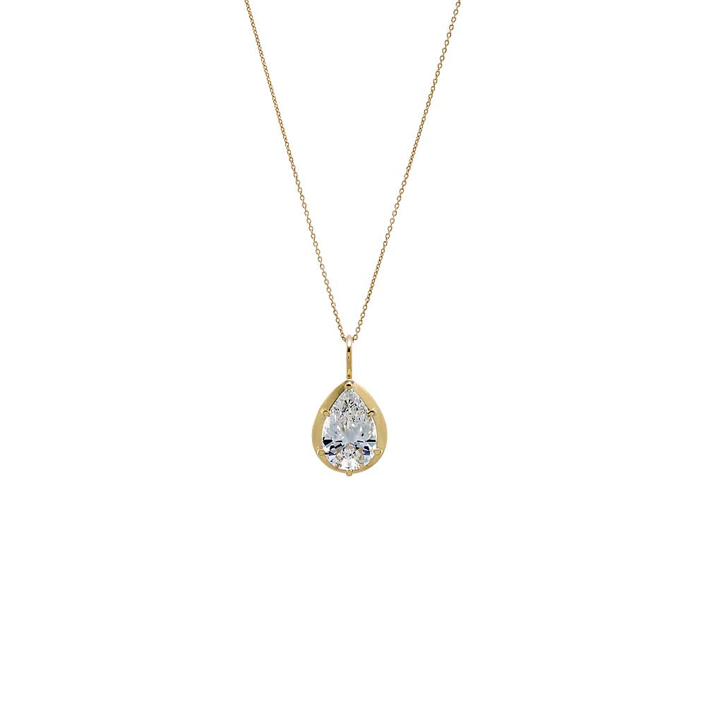 Lab Grown Diamond Pear Charm Necklace 14K