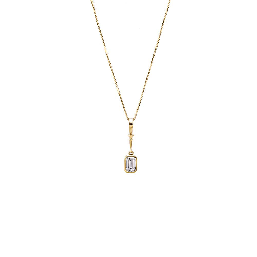Lab Grown Diamond Emerald Charm Necklace 14K