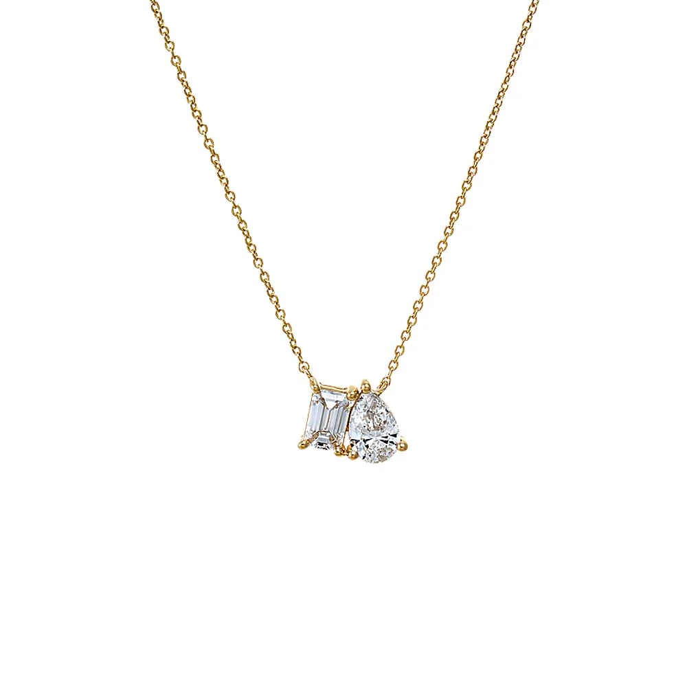 Lab Grown Diamond Toi E Moi Pendant Necklace 14K