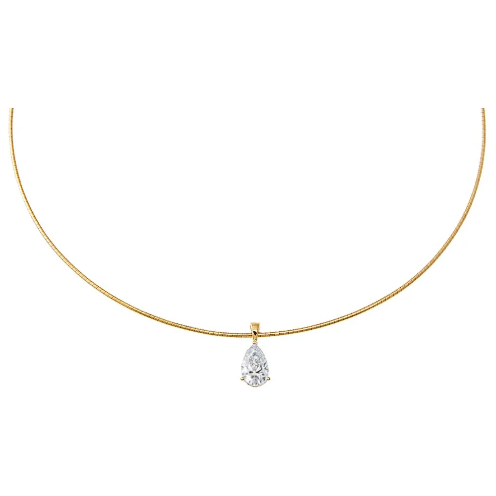Lab Grown Diamond Pear Round Omega Chain Necklace 14K