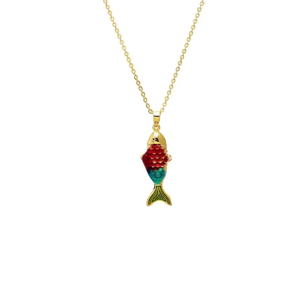 Multi Color Scales Fish Pendant Necklace