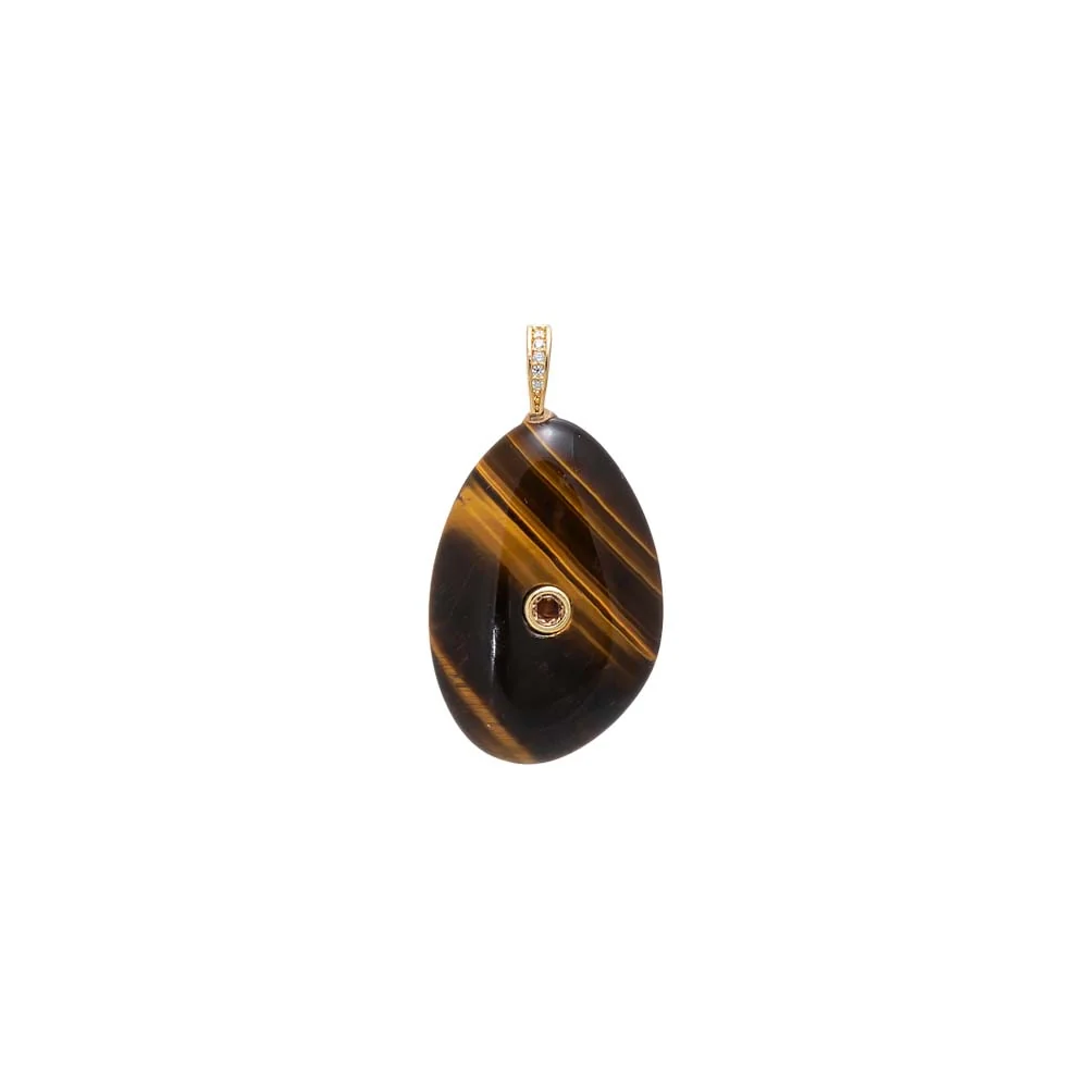 Colored CZ Bezel Natural Stone Pendant