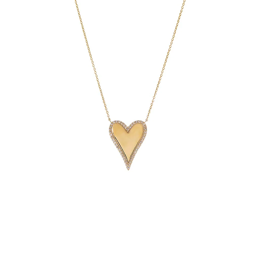 Diamond Pave Outlined Elongated Necklace 14K