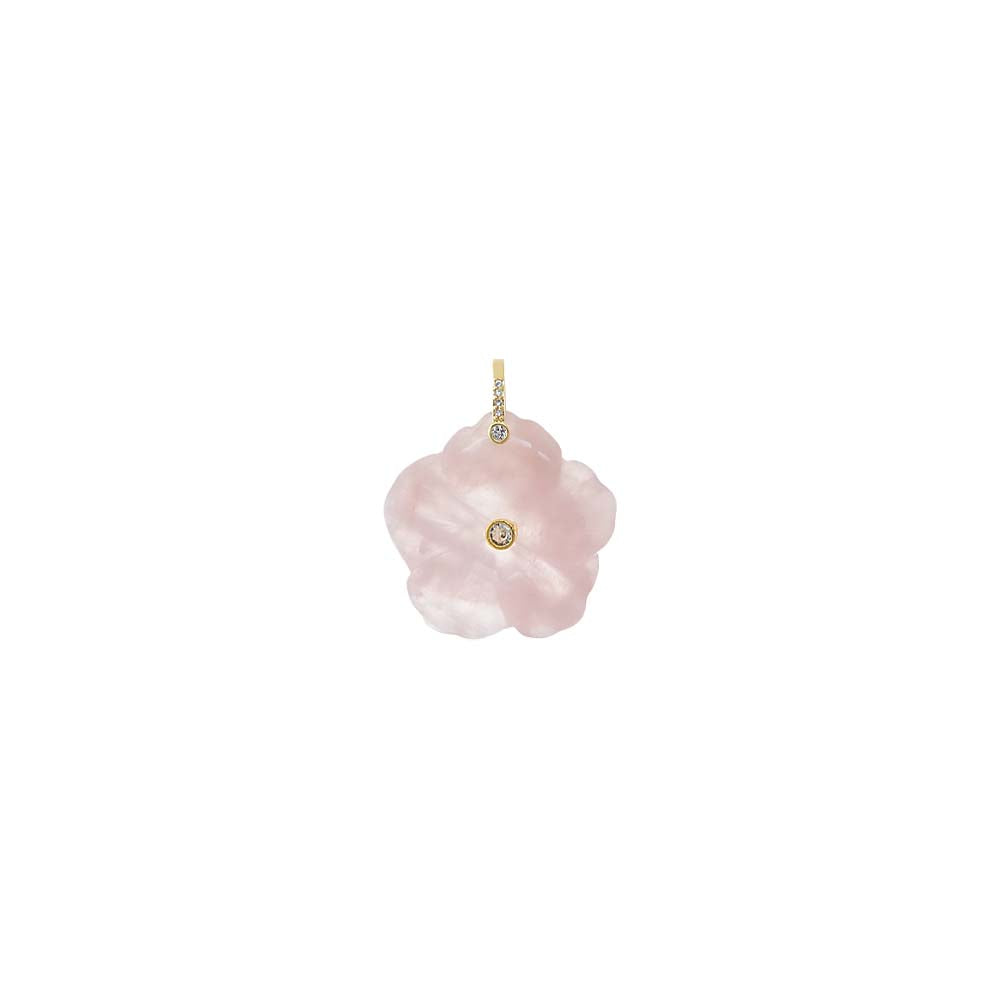 CZ Bezel Natural Stone Flower Charm
