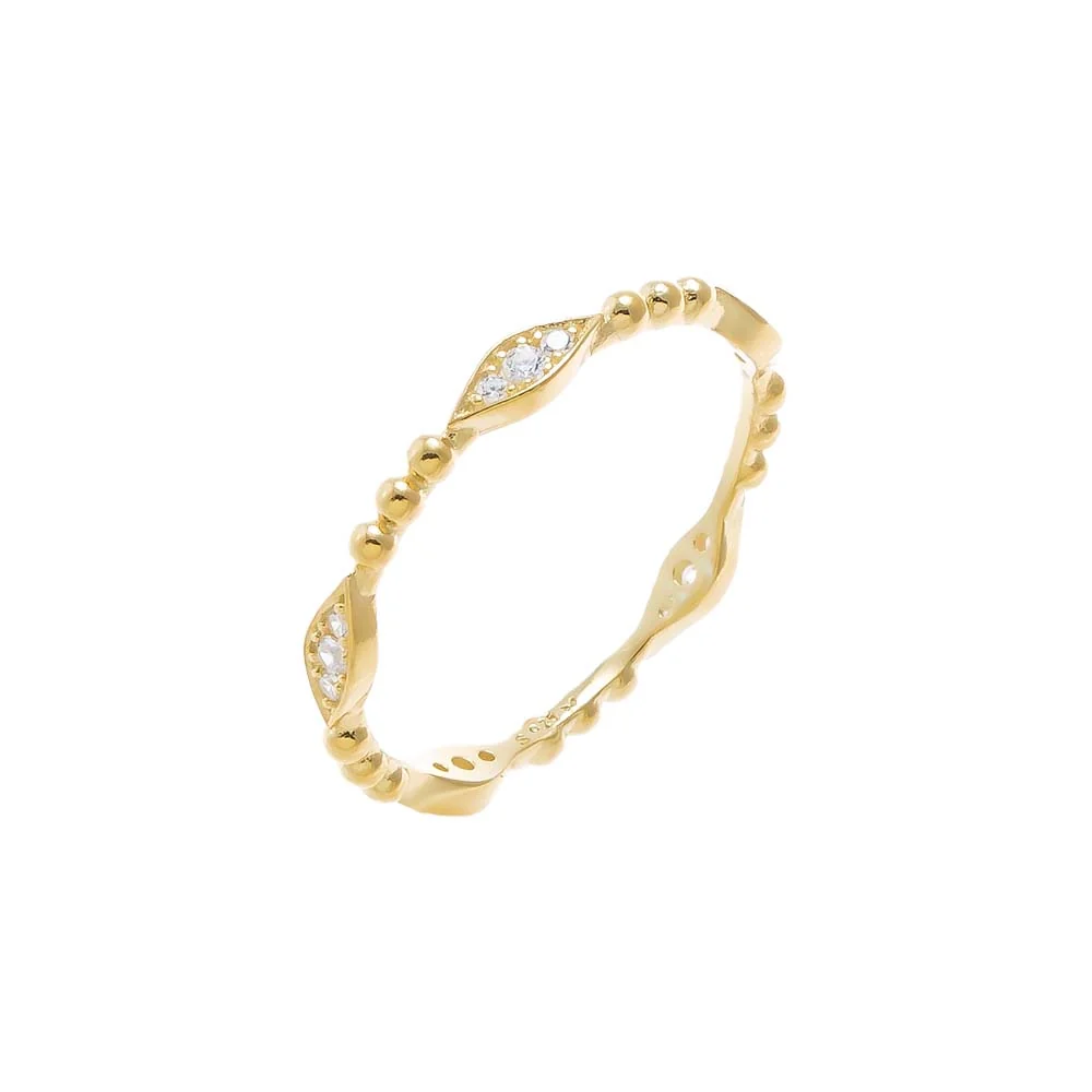 CZ Marquiese Shape Beaded Stacking Band