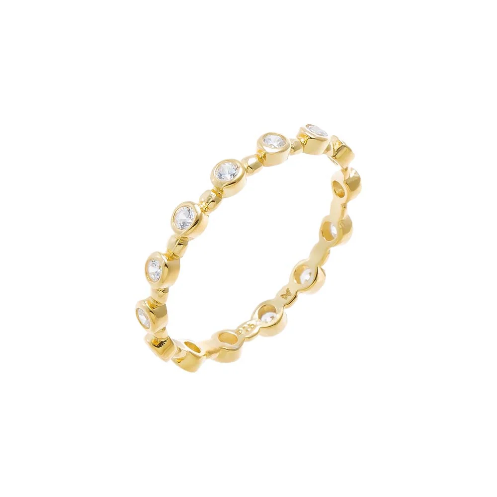 Colored CZ Round Bezel Enternity Band