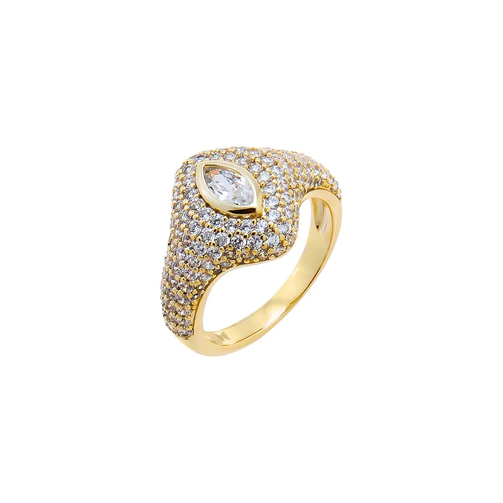 CZ Marquise Pave Dome Pinky Ring