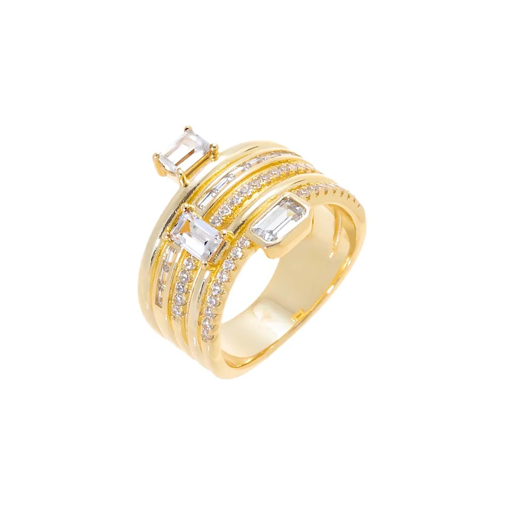 CZ Emerald & Baguette Stacked Ring