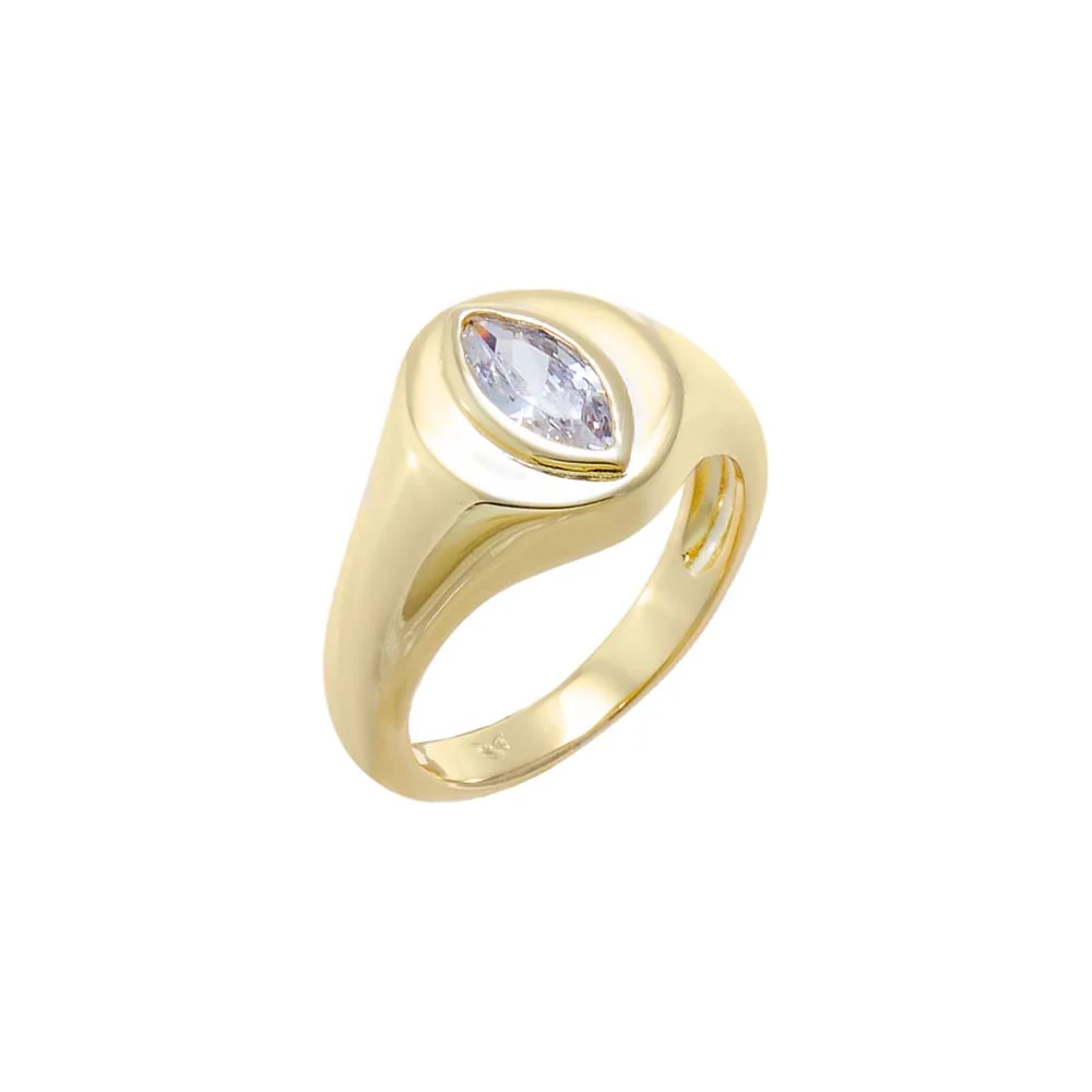 CZ Marquise Signet Pinky Ring