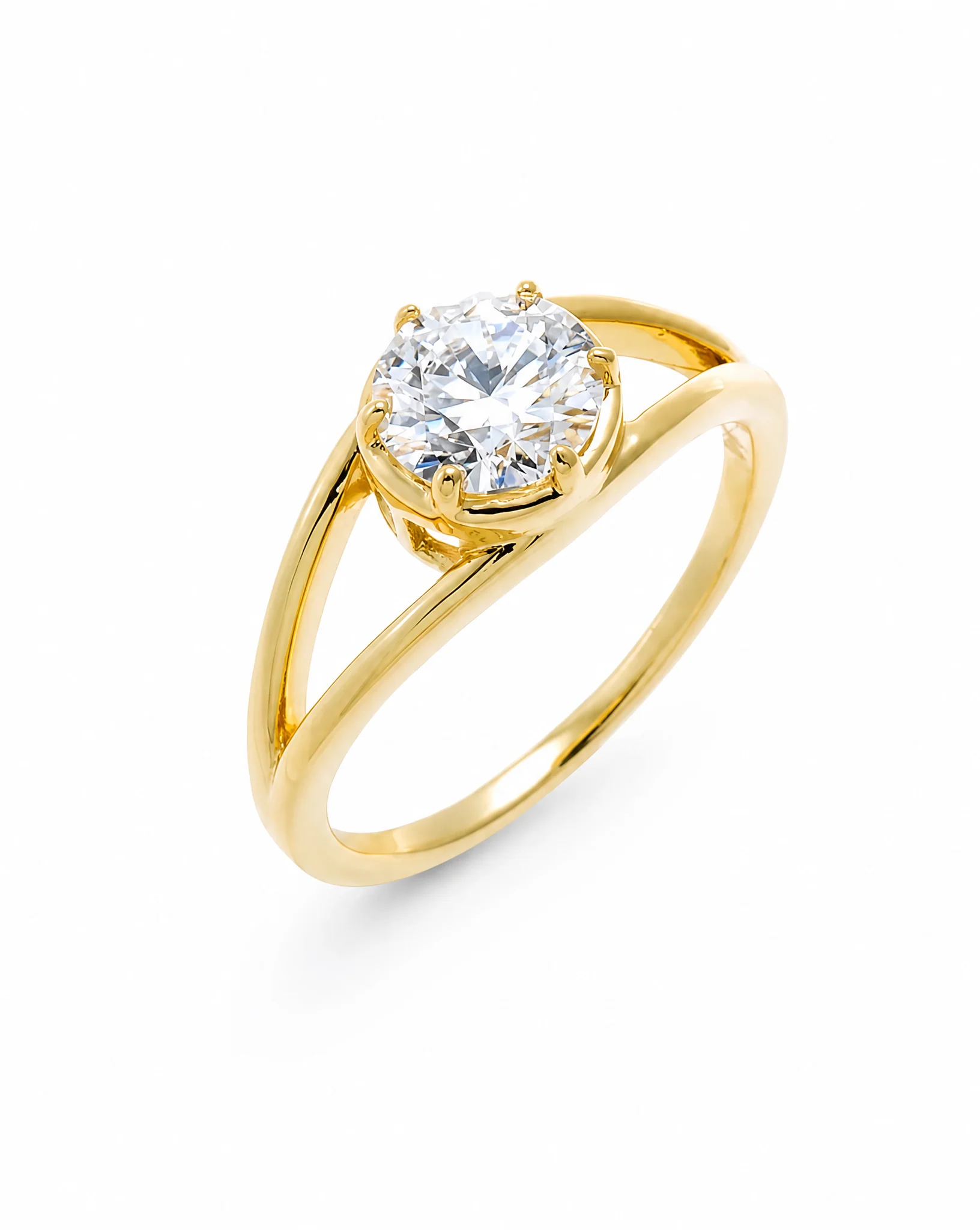 Moissanite Round Double Band Ring