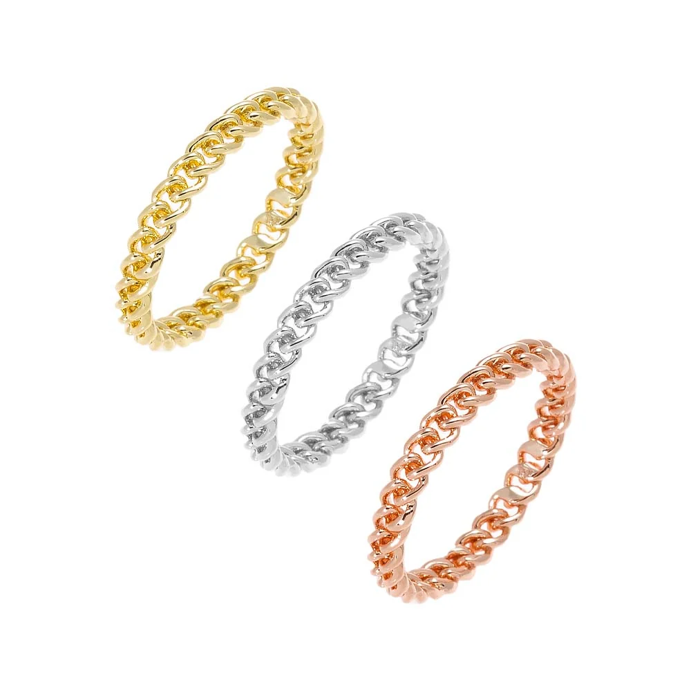 Triple Cuban Trio Color Ring Set