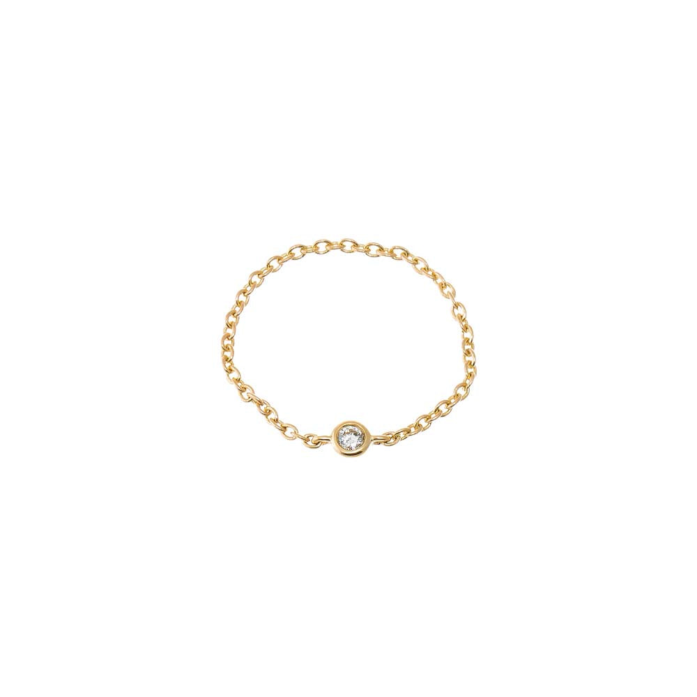 Mini Diamond Bezel Chain Ring 14K